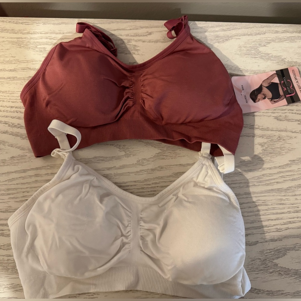 (2) Maternity bras clip down padded adjustable small new and NWOT